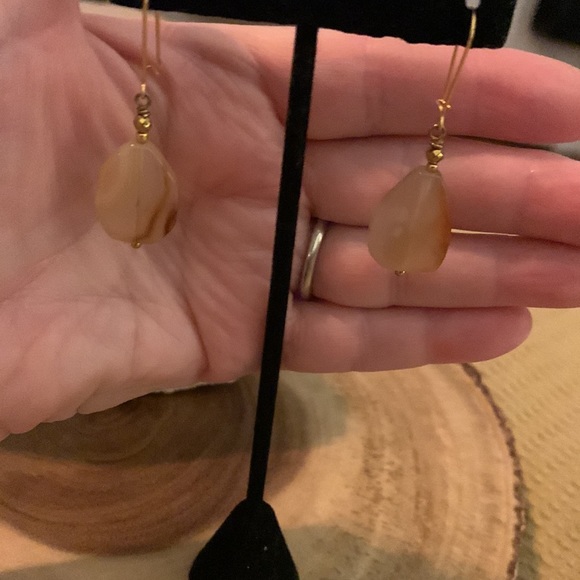 Hand Crafted Natural Carnelian Drop Earrings.  Boho earrings. Artisan Jewelry - Picture 4 of 6